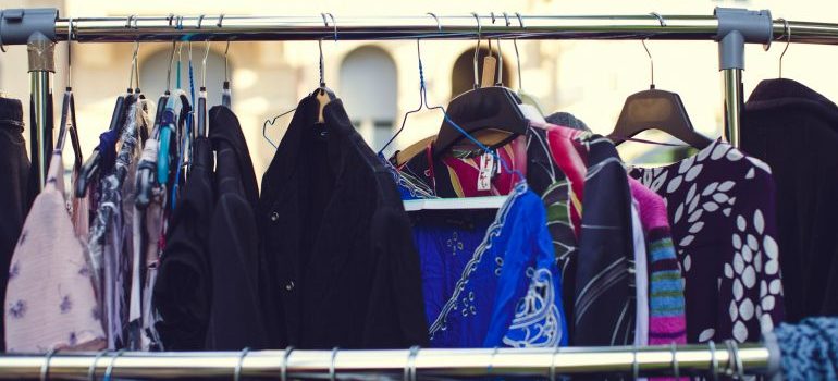 clothes on a rack