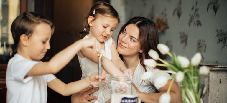 Woman Playing With Her Kids